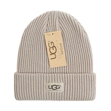 UGG Beige Core Classic Knit Beanie Cuffed Skull Cap Adult One Size Fits Most