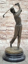 Male Golfer Golf Trophy Tournament Club Award Art Bronze Marble Sculpture Decor