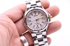 Mens Seiko two tone 7n42-7189 wrist watch date 39mm 100m japan silver dial
