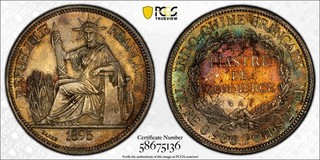 Piastre Indo China Francesa 1895 A PCGS AU Detalles Limpios