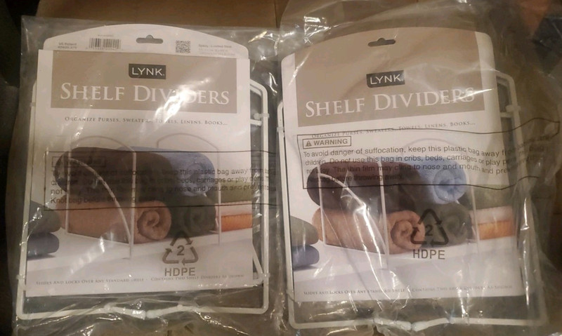 Set of two Lynk Metal Shelf Divider - White 9.375 x 2.125 x 8.375