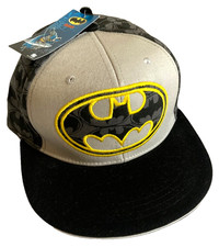 Official DC Comics BATMAN Blk/Grey Embroidered Baseball Hat Cap Youth Snapback