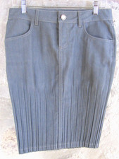 Jean's Paul Gaultier Grey Pleated Denim Skirt Made In Italy Size- 44