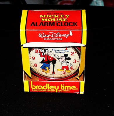 Vintage BRADLEY DISNEY MICKEY MOUSE ALARM CLOCK W/BOX: MICKEY MOUSE & GOOFY: NEW