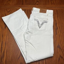 NWT Vigoss The Miami Boot Bootcut Jeans Size 11/12 31 White Embellished Pocket