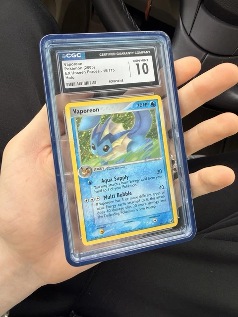 Pokemon TCG Vaporeon 19/115 EX Unseen Forces Holo Rare EN 2005 CGC 10