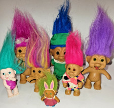 Lot of 7 Troll Dolls 2" to 5" Tall Various Hair Colors Special Sale Lot 5