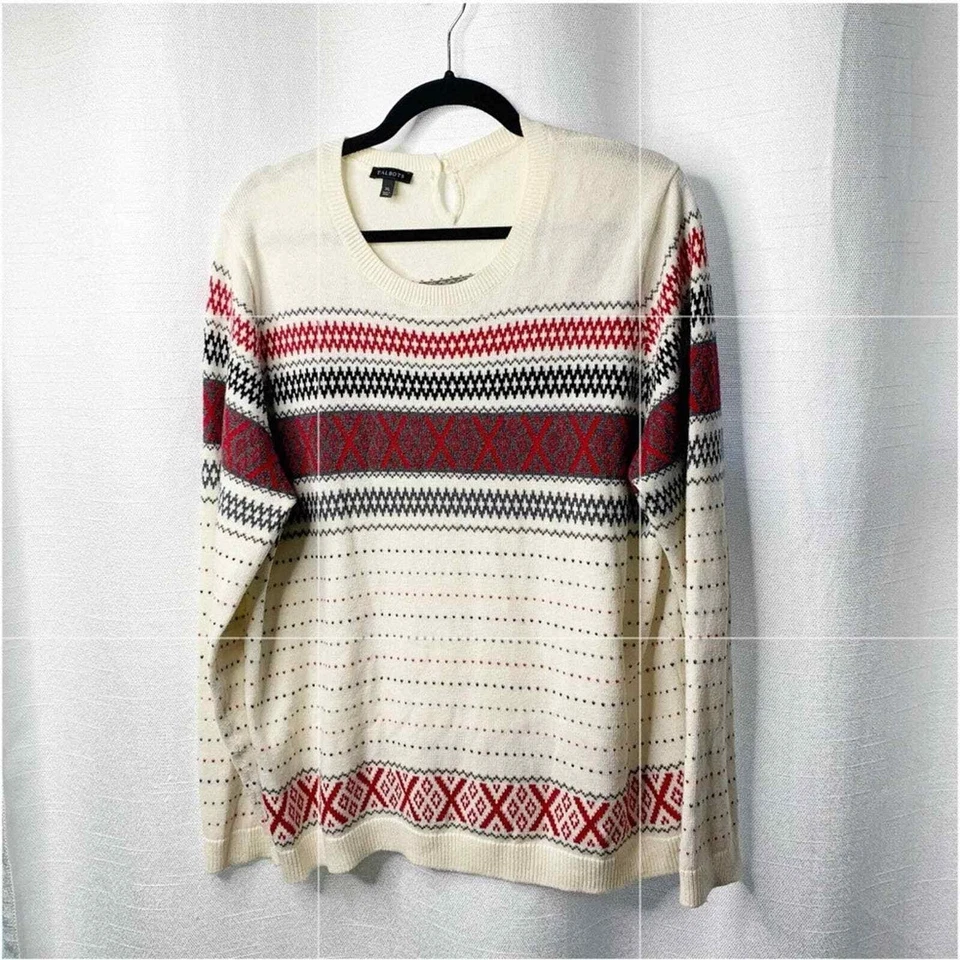 Suéter Talbots Fair Isle Nordic Cashmere mezcla algodón talla XL Foto 2 de 4