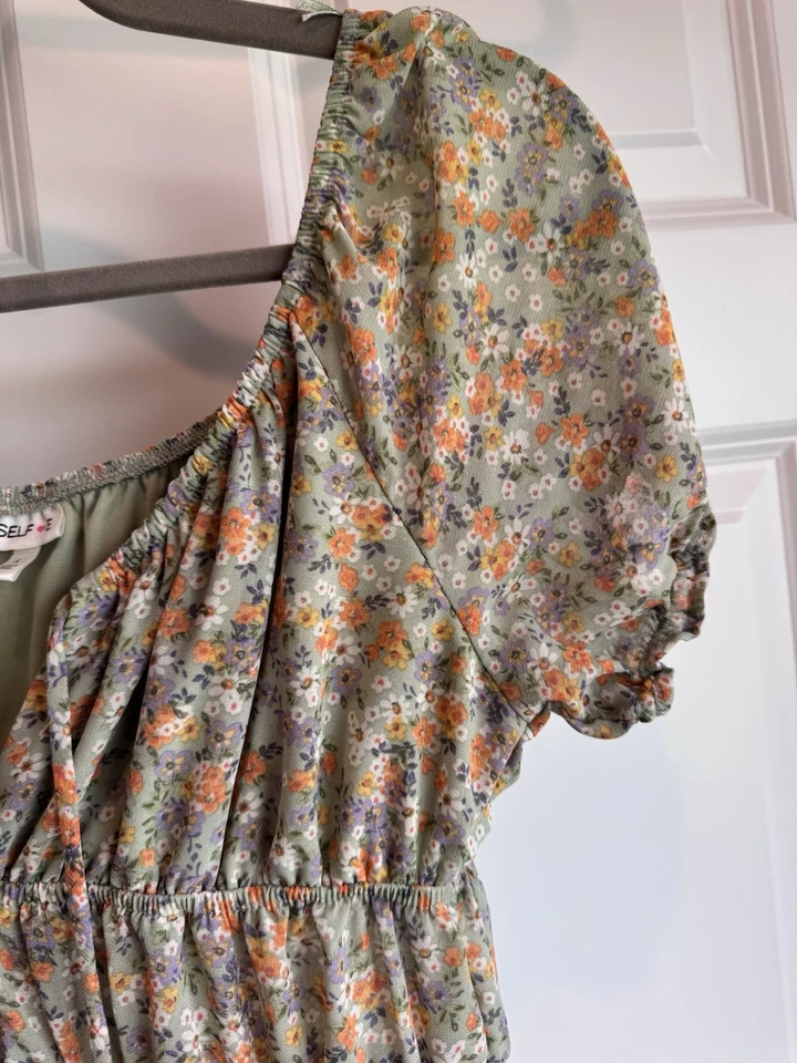 Mini Vestido Floral Lechera Juniors Cottagecore/Hada Estética Festival Ropa Foto 4 de 4