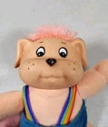 Vintage Cabbage Patch Kids Doll Small Koosas Dog 7" Pink Hair Blue Overalls