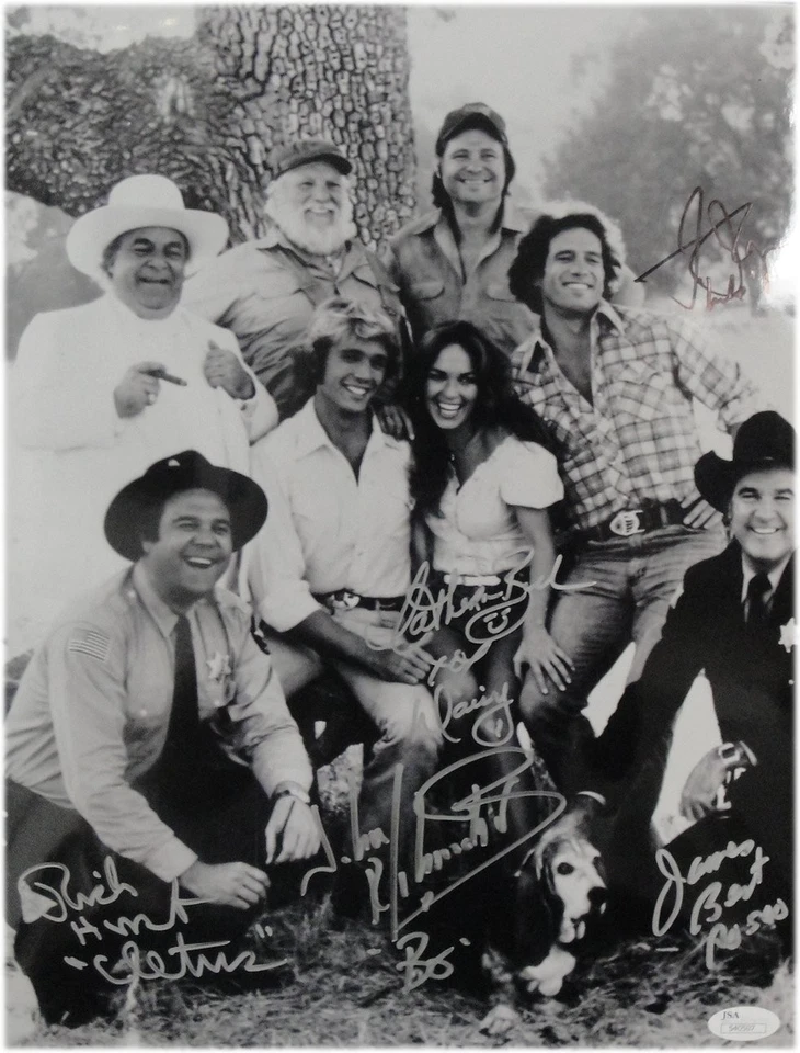 Foto firmada por Dukes of Hazzard 11x14 del general Lee Bach Wopat Schneider JSA