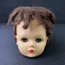 Vintage Sayco 6” Baby Doll Head Brown Hair Green Eyes