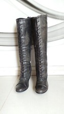 All Saints REAL LEATHER MIRADA LACE UP VICTORIAN KNEE HIGH BOOTS 4 OR 37