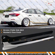 Yofer V2 White Pearl Black 2 Tone Side Skirt Extension For 2022-2026 Honda Civic