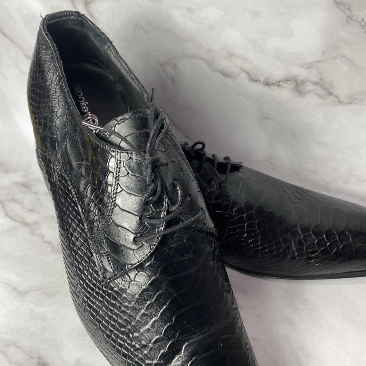 Cerruti Black Mens Italian Leather Oxford Dress Shoes/ Made in