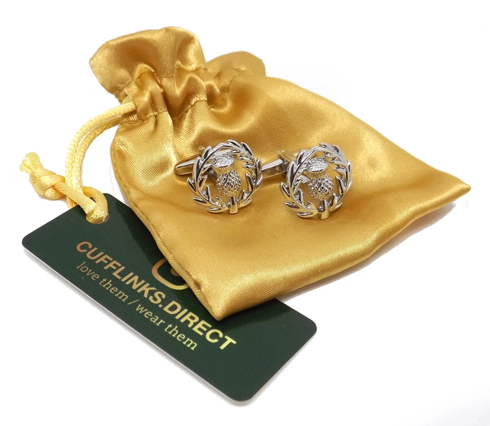 Scozzese Scott Scozia Argento Rodio Cardo Regalo Gemelli Diretta - Immagine 4 di 4