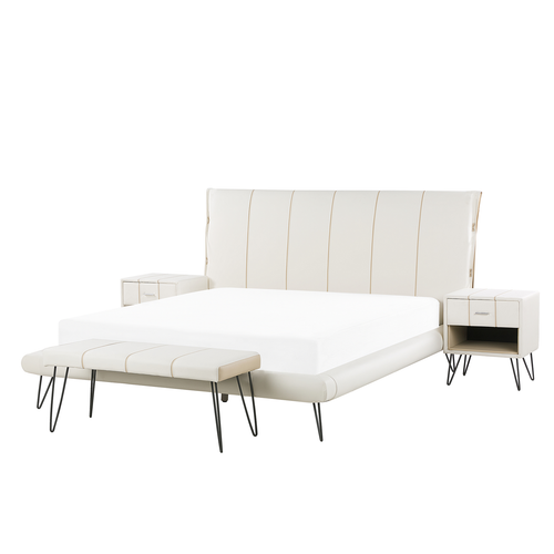 Lit Avec Rangement 160x200 Cm - Lit Double Capitonné Avec Lampe De Lecture Et Table De Chevet Usb C - Métal - Sans Matelas - Chêne