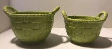 Home Essentials 2ct Ceramic Nesting Bowls-Basket Weave Succulent Planters FLAW