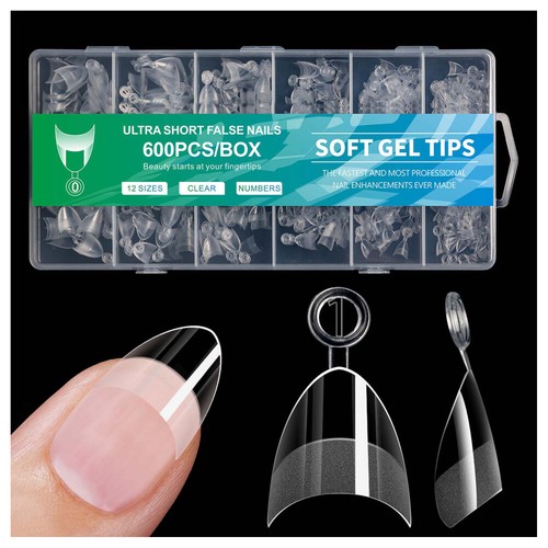 600pcs Clear Full Cover Press On Nails Non-marking & Frosting Design French Tips - Picture 4 of 5