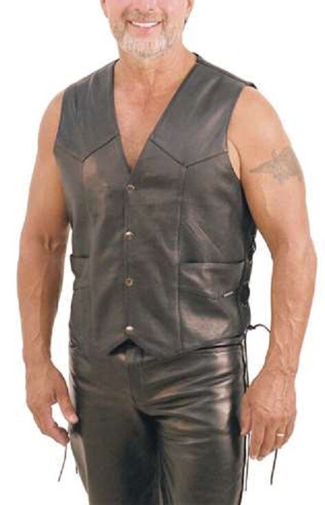 Chaqueta de cuero Chaleco Motociclista Motocicleta Vintage Hombres Abrigo Hom...