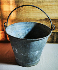 ANCIEN SEAU GALVA ZINC DECO TERRASSE BALCON JARDIN