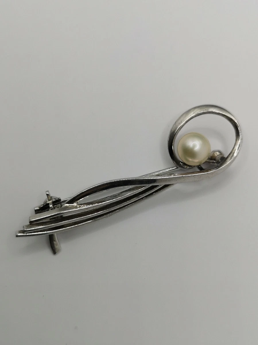 Mikimoto Pearl Sterling Silver Fine Brooches & Pins 925 Metal