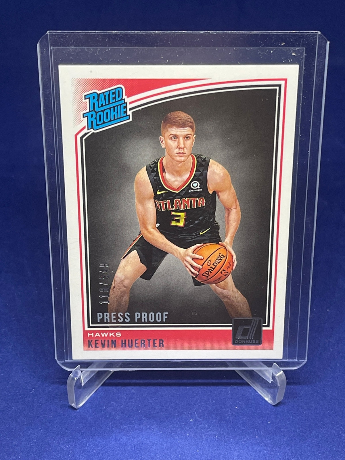 KEVIN HUERTER 2018-19 PANINI DONRUSS RATED ROOKIE PRESS PROOF RC #D 118/349