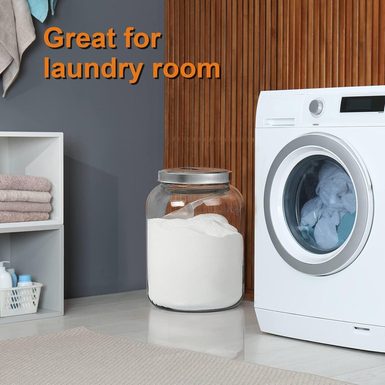 Large Storage Glass Jars with Metal Lids, 5.5 Gallon (21000 ML) Canisters - Supe