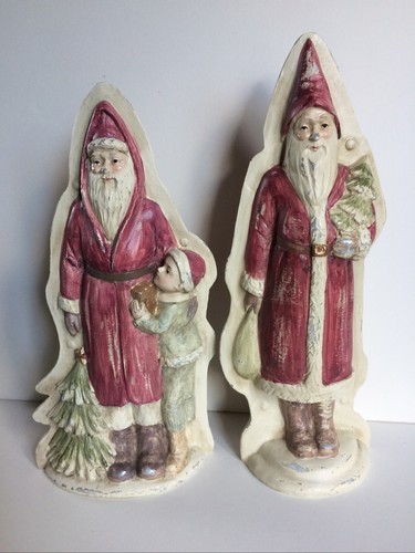 Set/3 Belsnickle Santa Reindeer Boy Tree Tin Style Silver Resin Chocolate Mold - Picture 3 of 12