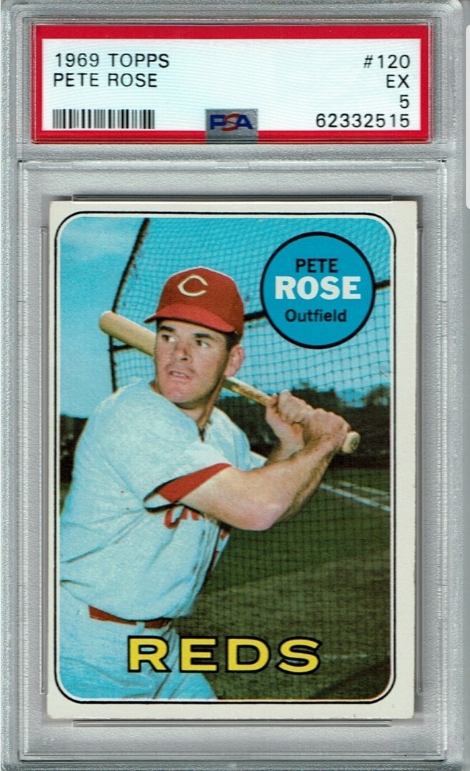 1969 Topps #120 PETE ROSE Psa 5 EX Reds FRESHLY GRADED  !!