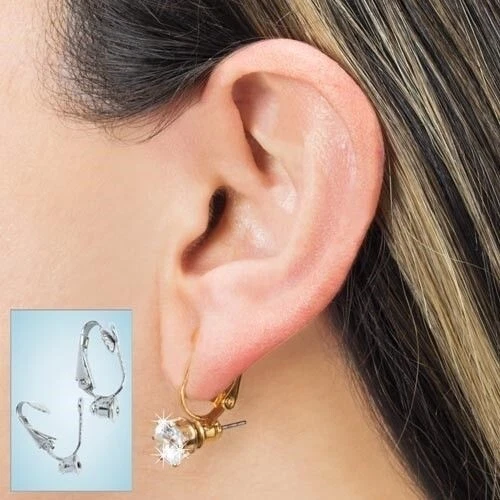 Silver Clip on Earring Converters Pierced to Clip, Rose Gold Crystal  Earrings Converters, Gold Rhinestone Screw Back Earrings Converters 