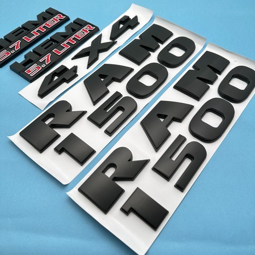 5PCS Set 3D Raised Emblem Letter Badge Fits for RAM 1500 HEMI 5.7LITER 4x4 Model - Picture 5 of 9