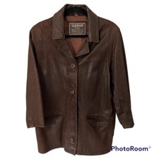 Oakwood Vintage Leather Classic Button Up Jacket, M, Long, Fully Lined, Pockets.