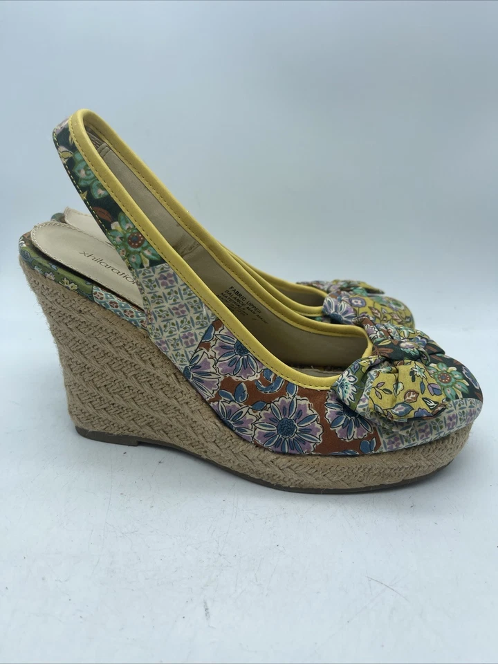Alpargatas boho Xhilaration para mujer tacones con cuña talla 7 lazo floral en la punta Foto 2 de 4
