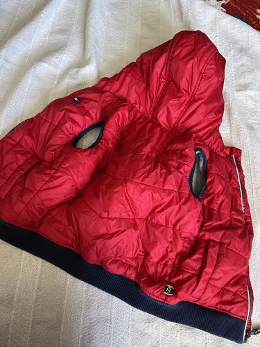 Tommy Hilfiger red, blue and grey hoodie vest with pockets - Picture 3 of 7