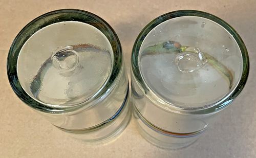Crate & Barrel Hand Made Blown Glass Tumblers Mexican Granada Rainbow Band 18 oz - Picture 7 of 8