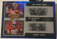 2021 PANINI CLASSICS JOE MONTANA JERRY RICE SP COMBOS BLUE PRIZM #5/5 49ERS RARE