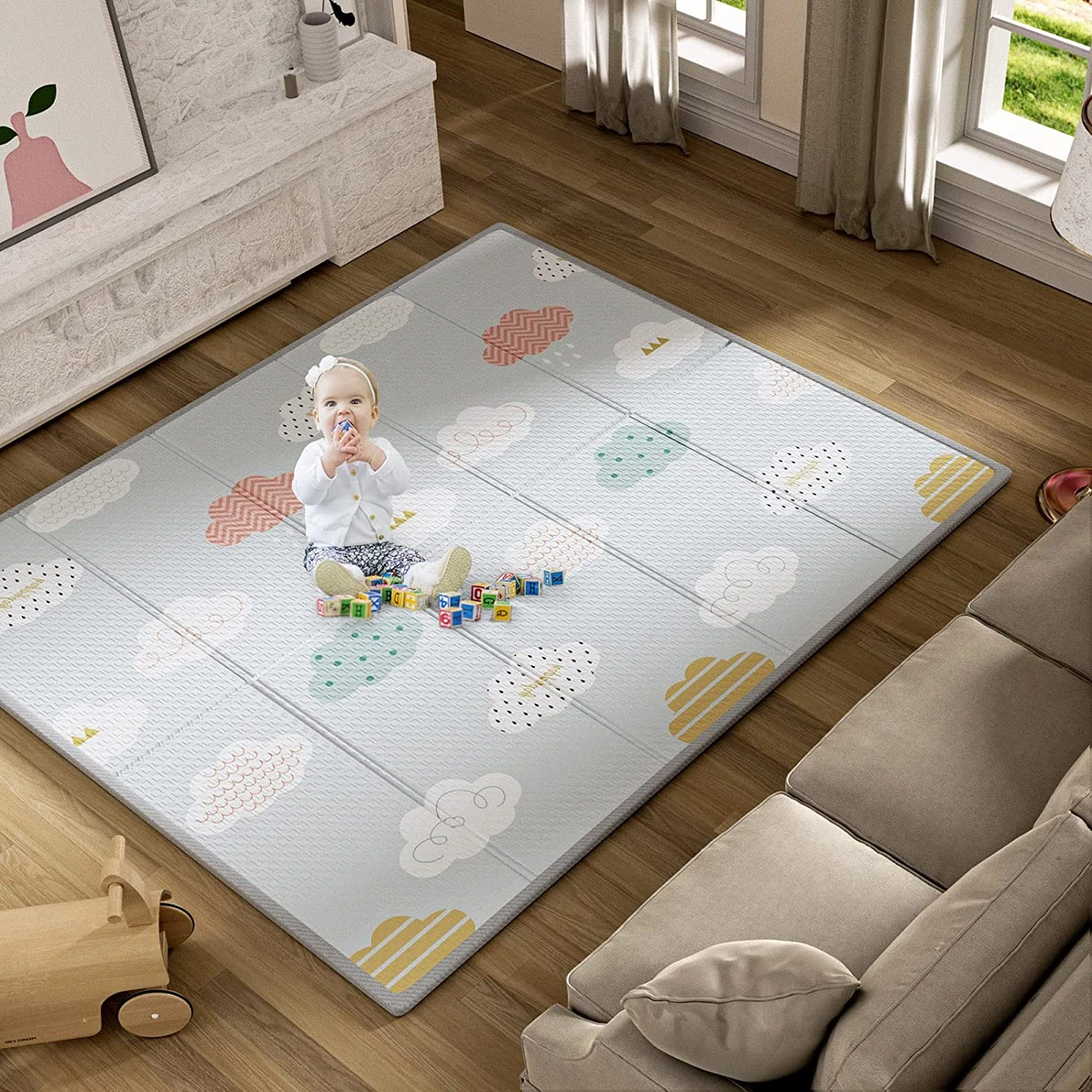 Foldable Baby Play Mat, Extra Large Waterproof Activity Playmats for  Babies,Todd