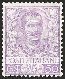 REGNO 1901 - Floreale 50 c. malva, n° 76. Certificato: Biondi. Cat. € 3.750 (**) - Zdjęcie 1 z 1
