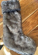LARGE 20   BROWN FAUX FUR STOCKING   PLUSH THICK    CHRISTMAS HOLIDAY DECOR