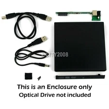 External 12.7mm Slim SATA to USB 2.0 Enclosure Case For CD DVD ROM Burner Writer