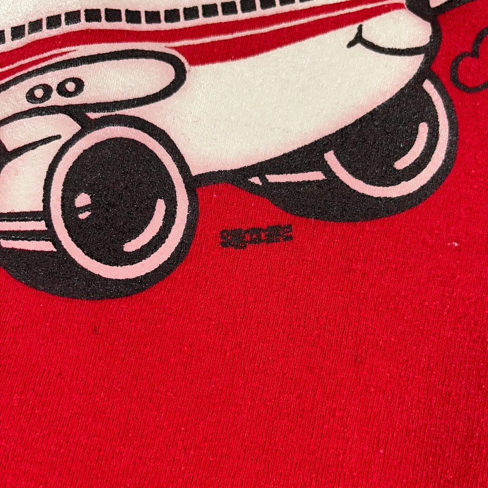 VTG TWA Airlines Sweatshirt Mens Large L Red Cartoon Graphic Raglan 90s USA Made - Image 3 of 4