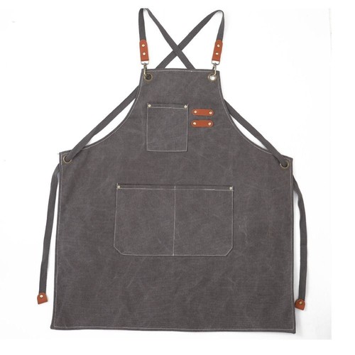 Women Men Cotton Canvas Barista Apron Waterdrop Resistant Canvas Denim Apron - Picture 18 of 20