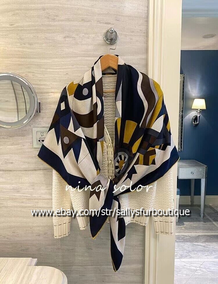 Sallys Cashmere Silk Horse Print Wrap Scarf Stole Shawl 53 Inches