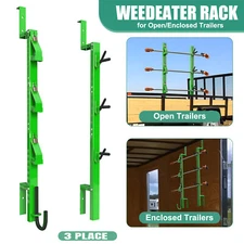 Green 3 Place Trimmer Rack Trim line Holder for Enclosed Trailer Racks Open Land