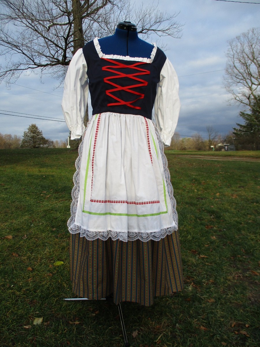 Ladies' sz 14 (39-40"bust,31-32"waist) Swiss historical dirndl dress | eBay