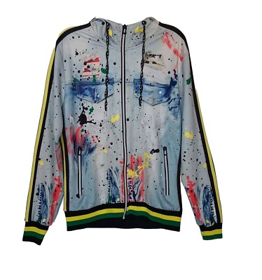 Men's Royal 7Even Size Small Full Zip Hoodie Splashed Paint Design