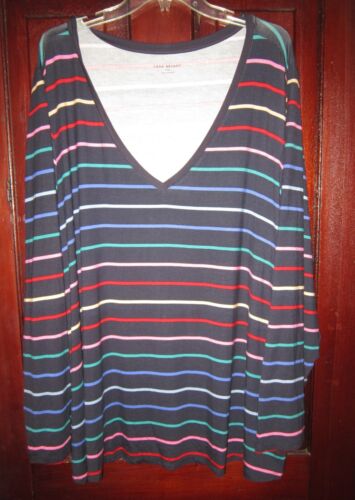 Lane Bryant Plus Gr. 34 36 Stretch Top Shirt Bluse bunt gestreift Druck V-Ausschnitt - Bild 1 von 3