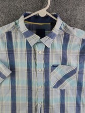 Enyce XXL Blue Yellow Short Sleeve Plaid Button Up Shirt 100% Cotton Adult Men