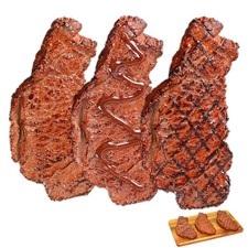3 Pcs Realistic Fake Steak Props, Artificial Cooked Meat Model for Display, S...
